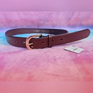 J. Crew Brown Leather Belt with Gold Buckle